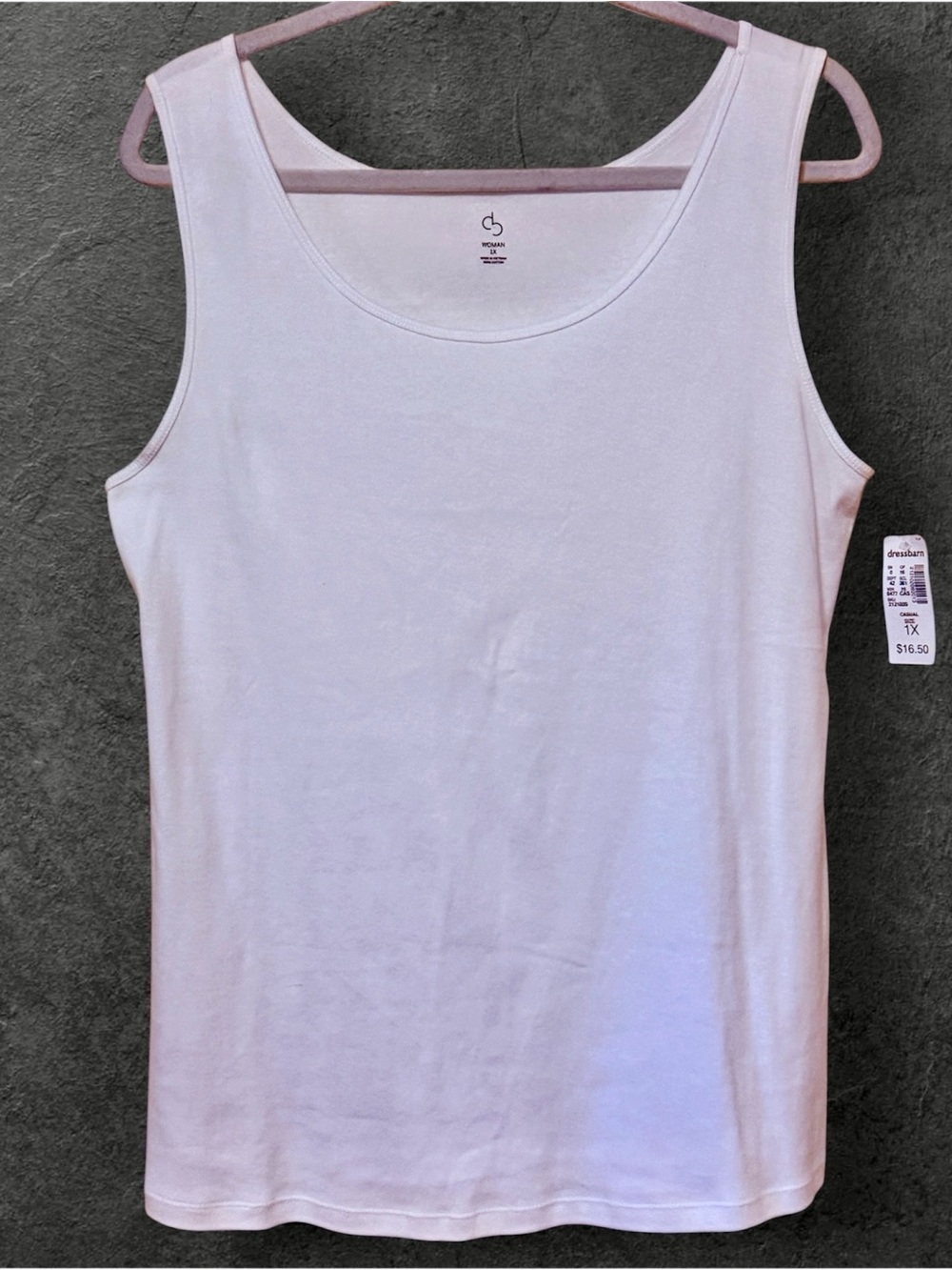 NWT Dress Barn White Scoop Neck Tank Top 100% Cotton 1X